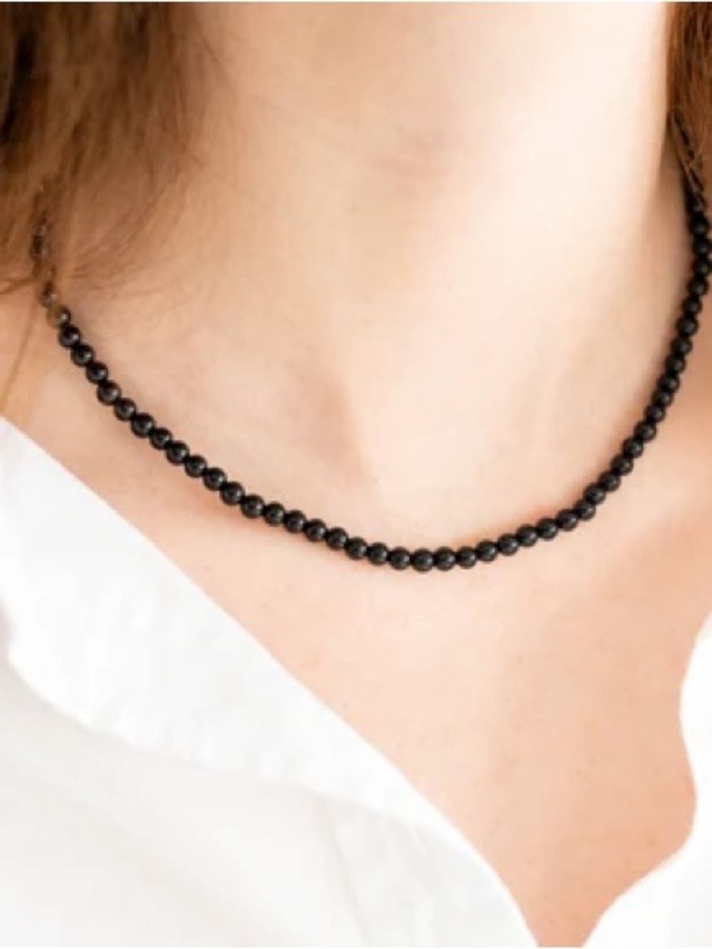Minimalist Black Beaded Necklace - Sleek Everyday Jewelry